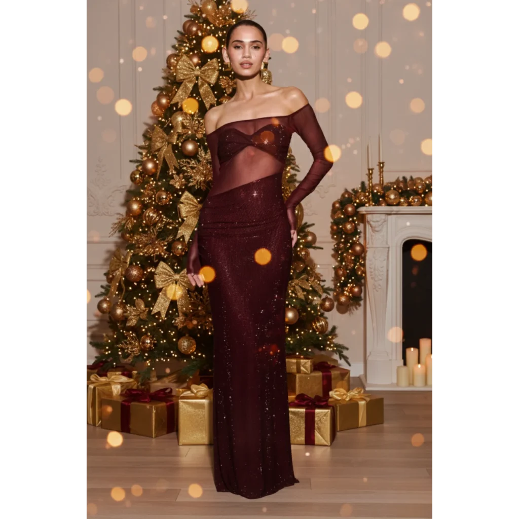 Rich, Warm & Unapologetically Festive Luxe Guide To Mahogany Holiday Dresses